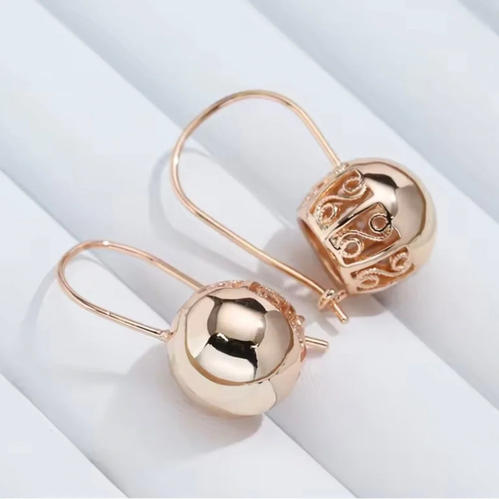 585/14k Rose Gold Ball Drop Earrings - Women Jewelry